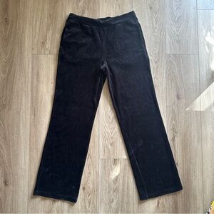 Lauren Ralph Lauren Black Velour Straight Wide Pants inseam 31”